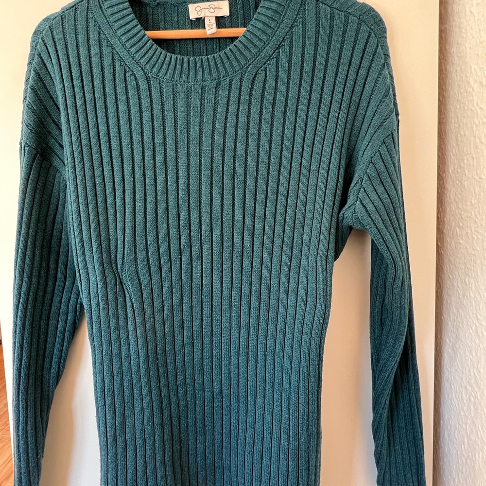 Jessica Simpson Teal Crew Neck Ribbed Sweater